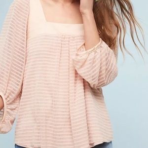 Anthropologie Meadow Rue Blush Pink Textured Top